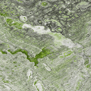 Homeroots 3' Stylish Artichoke Green & Ivory Abstract Washable Area Rug For Indoor & Outdoor Spaces 8' Round Polyester 577405