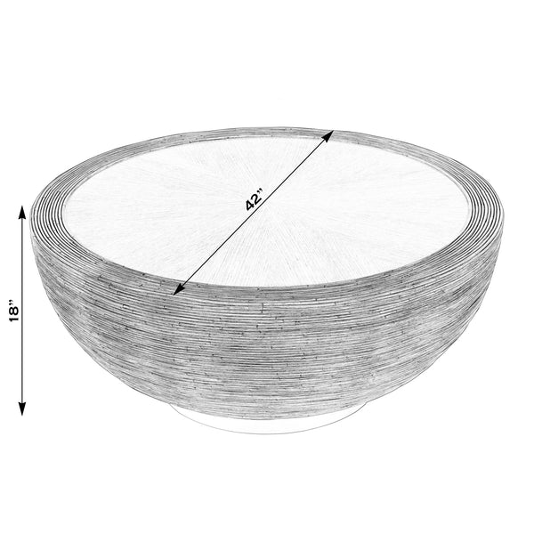 Harding Round Rattan & Metal Drum Coffee Table 5774070 Brown Butler Specialty