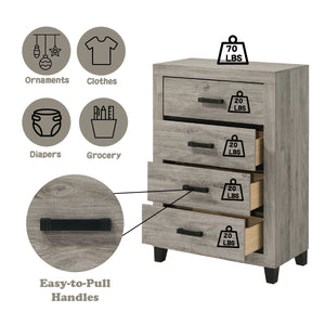 English Elm Mari Modern Wood Dresser with 6 Dovetail Drawers, Smooth Metal Glides, 3/4 Extension, Safety Stop Light Gray 48.3 L x 34.3 W x 19.3 H B2726P292252