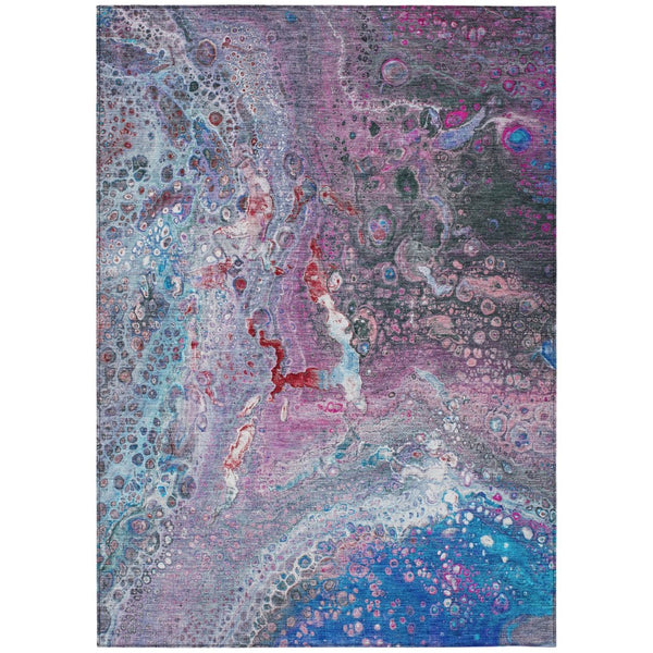 HomeRoots 9' Sky Blue and Purple Abstract Area Rug - Durable, Washable Design for Indoor and Outdoor Spaces 9' X 12' 577413