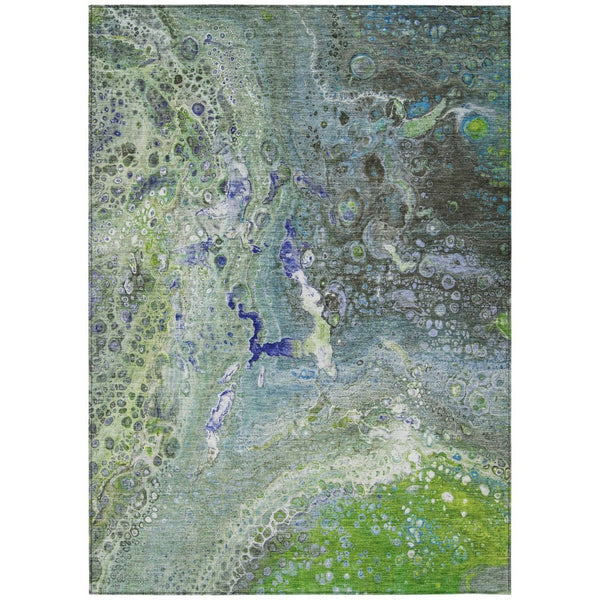 HomeRoots 9' Abstract Green and Lime Indoor Outdoor Area Rug - Durable, Washable, Stylish, and Easy Care Solution 9' X 12' 577419