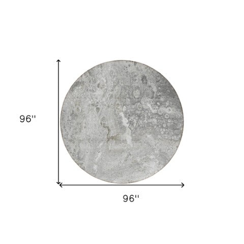 Homeroots 3' Stylish Artichoke Green & Ivory Abstract Washable Area Rug For Indoor & Outdoor Spaces 8' Round Polyester 577423