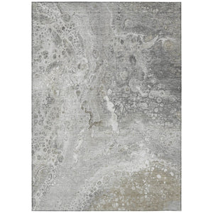 HomeRoots 5' Silver Gray and Taupe Abstract Area Rug - Stylish, Washable, Durable for Indoor and Outdoor Use 8' X 10' 577424