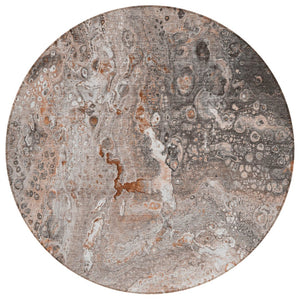 HomeRoots 5' Terra Cotta Copper and Gray Abstract Area Rug - Durable, Washable, Stylish for Indoor & Outdoor Use 8' Round 577441