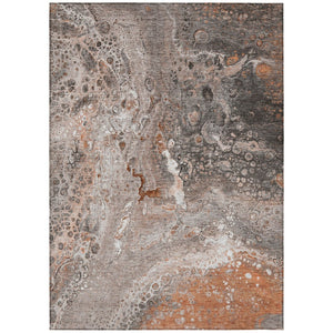 HomeRoots 9' Terra Cotta Copper and Gray Abstract Indoor Outdoor Area Rug – Durable, Washable, Stylish Decor 9' X 12' 577443