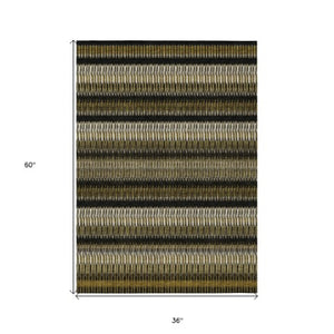 Homeroots 3' Denim Blue And Ivory Striped Washable Area Rug For Indoor Or Outdoor Use - Durable And Stylish 3' X 5' Polyester 577451