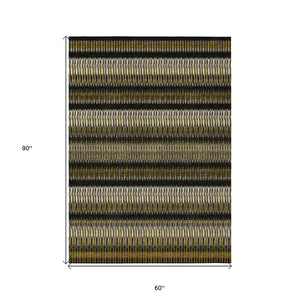 HomeRoots 5' Washable Brown and Ivory Striped Area Rug for Indoor or Outdoor Use - Stylish & Durable Design 5' X 8' 577452