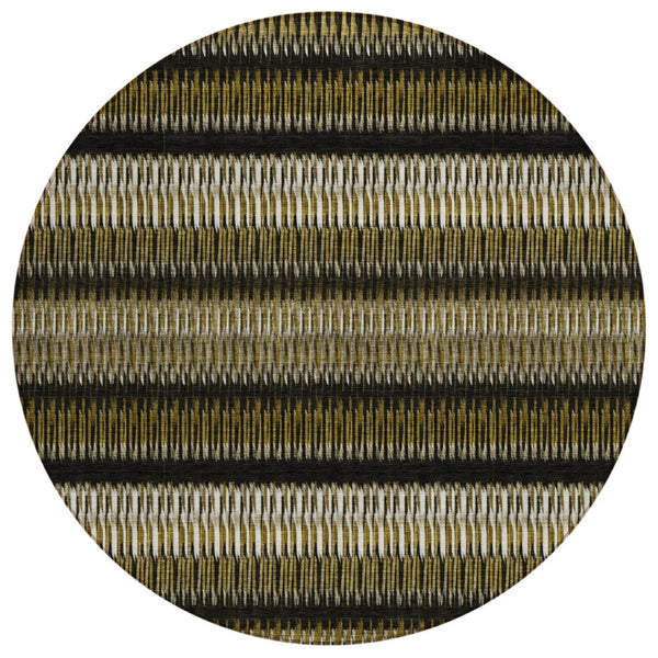 HomeRoots 5' Washable Brown and Ivory Striped Area Rug for Indoor or Outdoor Use - Stylish & Durable Design 8' Round 577453