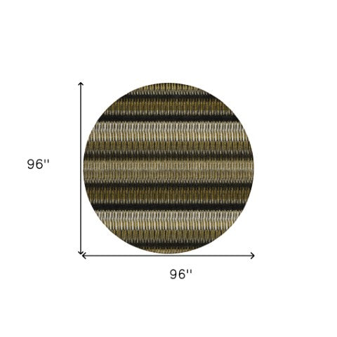 Homeroots 3' Denim Blue And Ivory Striped Washable Area Rug For Indoor Or Outdoor Use - Durable And Stylish 8' Round Polyester 577453