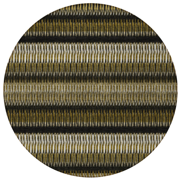 Homeroots 3' Denim Blue And Ivory Striped Washable Area Rug For Indoor Or Outdoor Use - Durable And Stylish 8' Round Polyester 577453