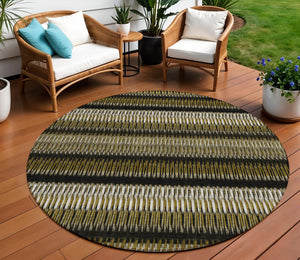 Homeroots 3' Denim Blue And Ivory Striped Washable Area Rug For Indoor Or Outdoor Use - Durable And Stylish 8' Round Polyester 577453