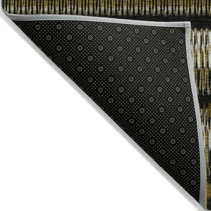 HomeRoots 9' Washable Striped Area Rug in Brown, Ivory, and Black – Perfect for Indoor & Outdoor Spaces 9' X 12' 577455