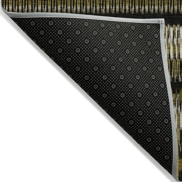 HomeRoots 9' Washable Striped Area Rug in Brown, Ivory, and Black – Perfect for Indoor & Outdoor Spaces 9' X 12' 577455
