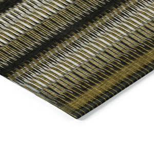 HomeRoots 9' Washable Striped Area Rug in Brown, Ivory, and Black – Perfect for Indoor & Outdoor Spaces 9' X 12' 577455