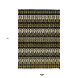 HomeRoots 9' Washable Striped Area Rug in Brown, Ivory, and Black – Perfect for Indoor & Outdoor Spaces 9' X 12' 577455