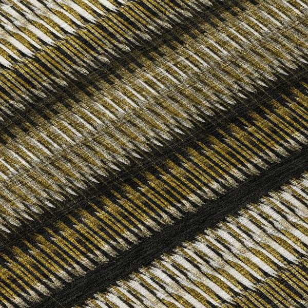 HomeRoots 9' Washable Striped Area Rug in Brown, Ivory, and Black – Perfect for Indoor & Outdoor Spaces 9' X 12' 577455