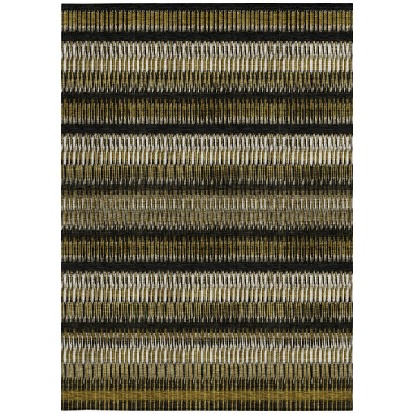 Homeroots 3' Denim Blue And Ivory Striped Washable Area Rug For Indoor Or Outdoor Use - Durable And Stylish 10' X 14' Polyester 577456