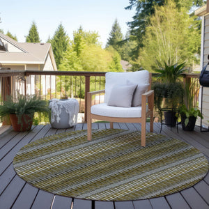 Homeroots 3' Denim Blue And Ivory Striped Washable Area Rug For Indoor Or Outdoor Use - Durable And Stylish 8' Round Polyester 577459