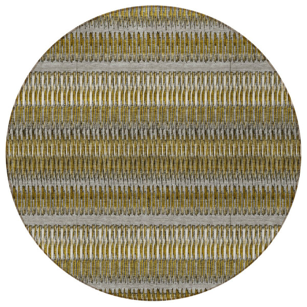 Homeroots 3' Denim Blue And Ivory Striped Washable Area Rug For Indoor Or Outdoor Use - Durable And Stylish 8' Round Polyester 577459