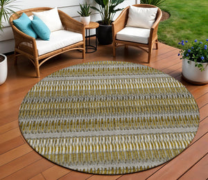 Homeroots 3' Denim Blue And Ivory Striped Washable Area Rug For Indoor Or Outdoor Use - Durable And Stylish 8' Round Polyester 577459