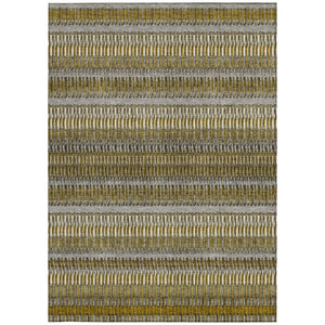 HomeRoots 5' Stylish Coffee and Taupe Striped Area Rug - Durable, Washable, Indoor/Outdoor Versatile Design 8' X 10' 577460