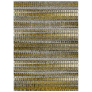 HomeRoots 5' Stylish Coffee and Taupe Striped Area Rug - Durable, Washable, Indoor/Outdoor Versatile Design 8' X 10' 577460