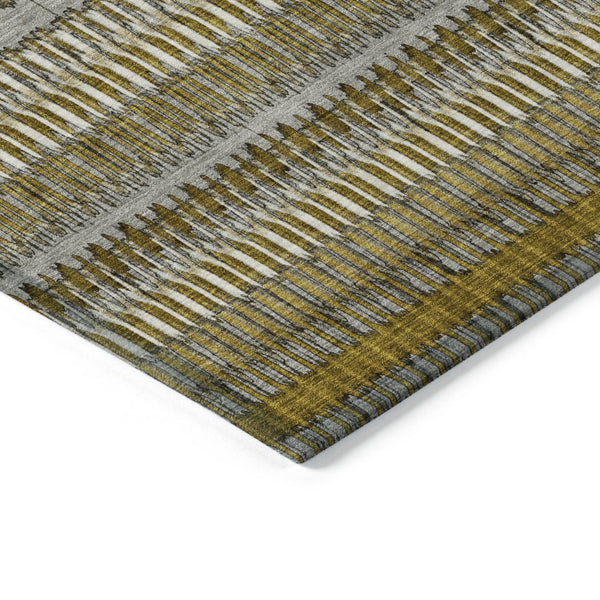HomeRoots 5' Stylish Coffee and Taupe Striped Area Rug - Durable, Washable, Indoor/Outdoor Versatile Design 8' X 10' 577460