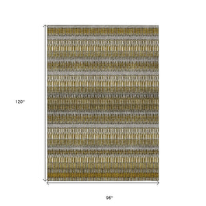 HomeRoots 5' Stylish Coffee and Taupe Striped Area Rug - Durable, Washable, Indoor/Outdoor Versatile Design 8' X 10' 577460