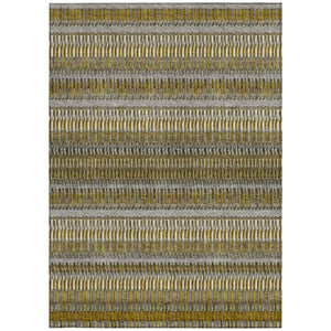 Homeroots 3' Denim Blue And Ivory Striped Washable Area Rug For Indoor Or Outdoor Use - Durable And Stylish 10' X 14' Polyester 577462