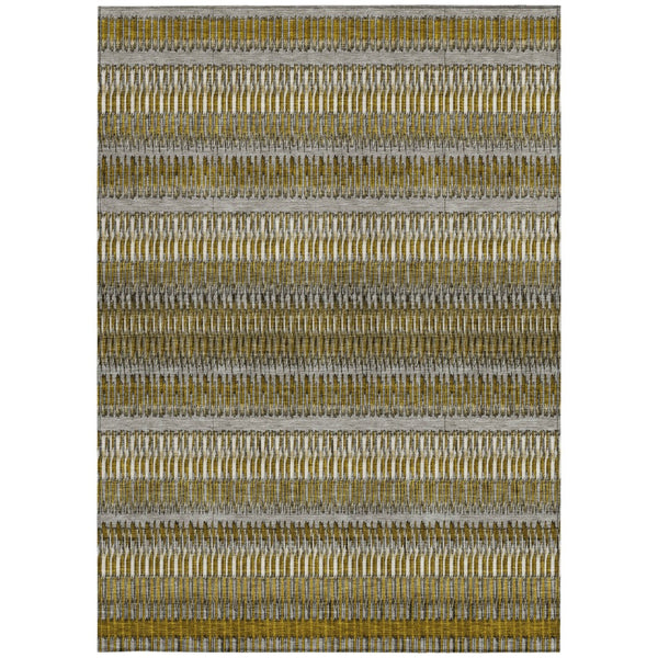 Homeroots 3' Denim Blue And Ivory Striped Washable Area Rug For Indoor Or Outdoor Use - Durable And Stylish 10' X 14' Polyester 577462