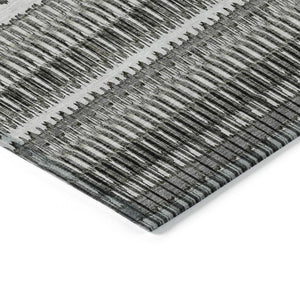 HomeRoots 5' Stylish Gray Charcoal and Ivory Striped Washable Area Rug for Indoor and Outdoor Living Spaces 5' X 8' 577464