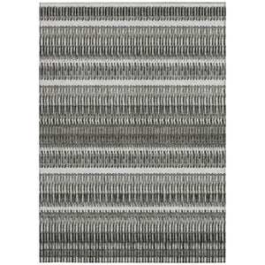 HomeRoots 5' Stylish Gray Charcoal and Ivory Striped Washable Area Rug for Indoor and Outdoor Living Spaces 5' X 8' 577464