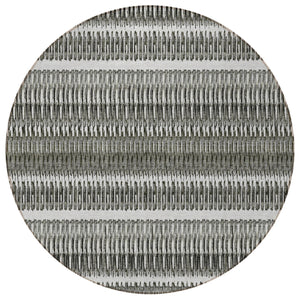 Homeroots 3' Denim Blue And Ivory Striped Washable Area Rug For Indoor Or Outdoor Use - Durable And Stylish 8' Round Polyester 577465