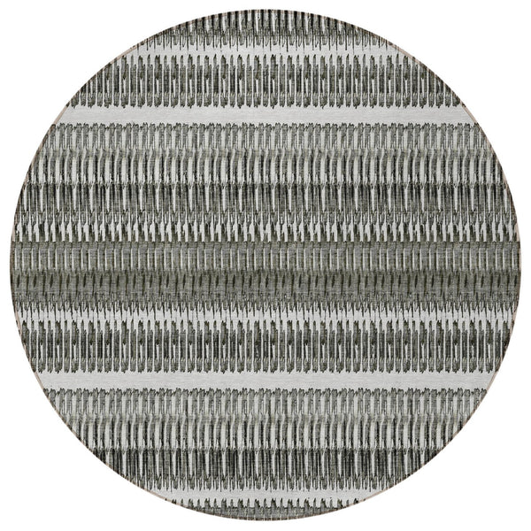 Homeroots 3' Denim Blue And Ivory Striped Washable Area Rug For Indoor Or Outdoor Use - Durable And Stylish 8' Round Polyester 577465