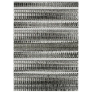 Homeroots 3' Denim Blue And Ivory Striped Washable Area Rug For Indoor Or Outdoor Use - Durable And Stylish 8' X 10' Polyester 577466