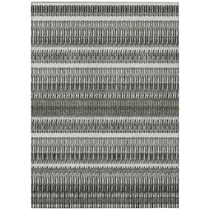 HomeRoots 9' Stylish Indoor Outdoor Area Rug - Durable Striped Gray and Ivory Design for All-Weather Use 9' X 12' 577467