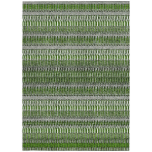 HomeRoots 5' Green Striped Area Rug - Durable, Washable Indoor/Outdoor Design Perfect for Any Space! 5' X 8' 577470