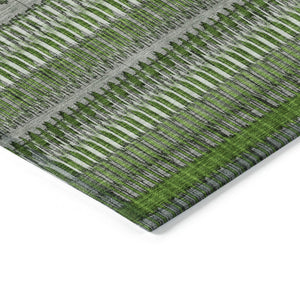 HomeRoots 5' Green Striped Area Rug - Durable, Washable Indoor/Outdoor Design Perfect for Any Space! 5' X 8' 577470