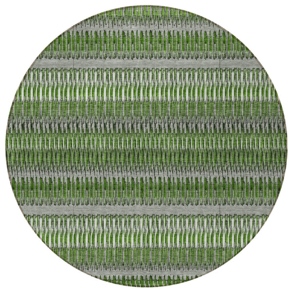 Homeroots 3' Denim Blue And Ivory Striped Washable Area Rug For Indoor Or Outdoor Use - Durable And Stylish 8' Round Polyester 577471