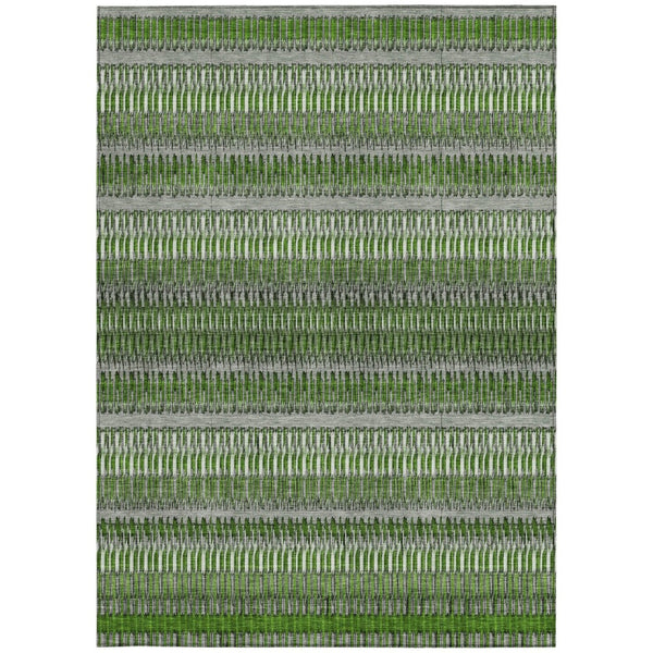 HomeRoots 5' Green Striped Area Rug - Durable, Washable Indoor/Outdoor Design Perfect for Any Space! 8' X 10' 577472