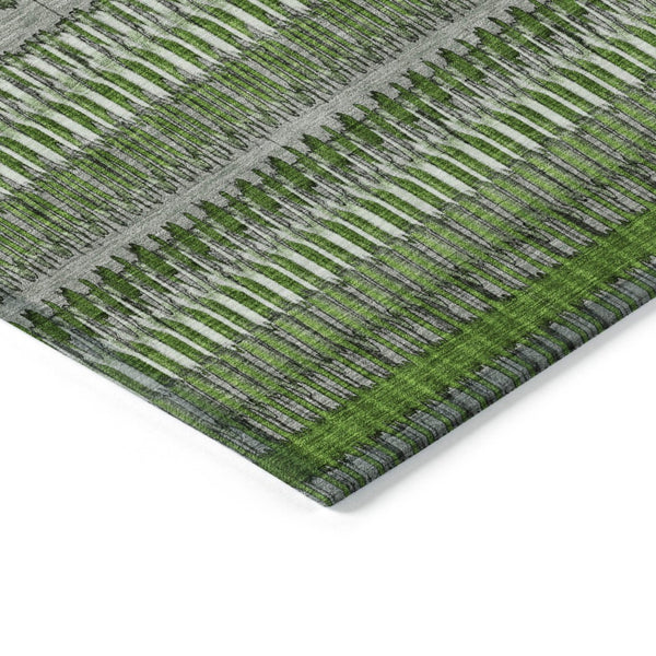 HomeRoots 5' Green Striped Area Rug - Durable, Washable Indoor/Outdoor Design Perfect for Any Space! 8' X 10' 577472
