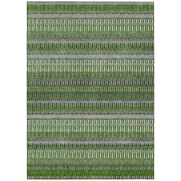 HomeRoots 9' Striped Green and Ivory Area Rug – Durable, Washable Design for Indoor and Outdoor Spaces 9' X 12' 577473
