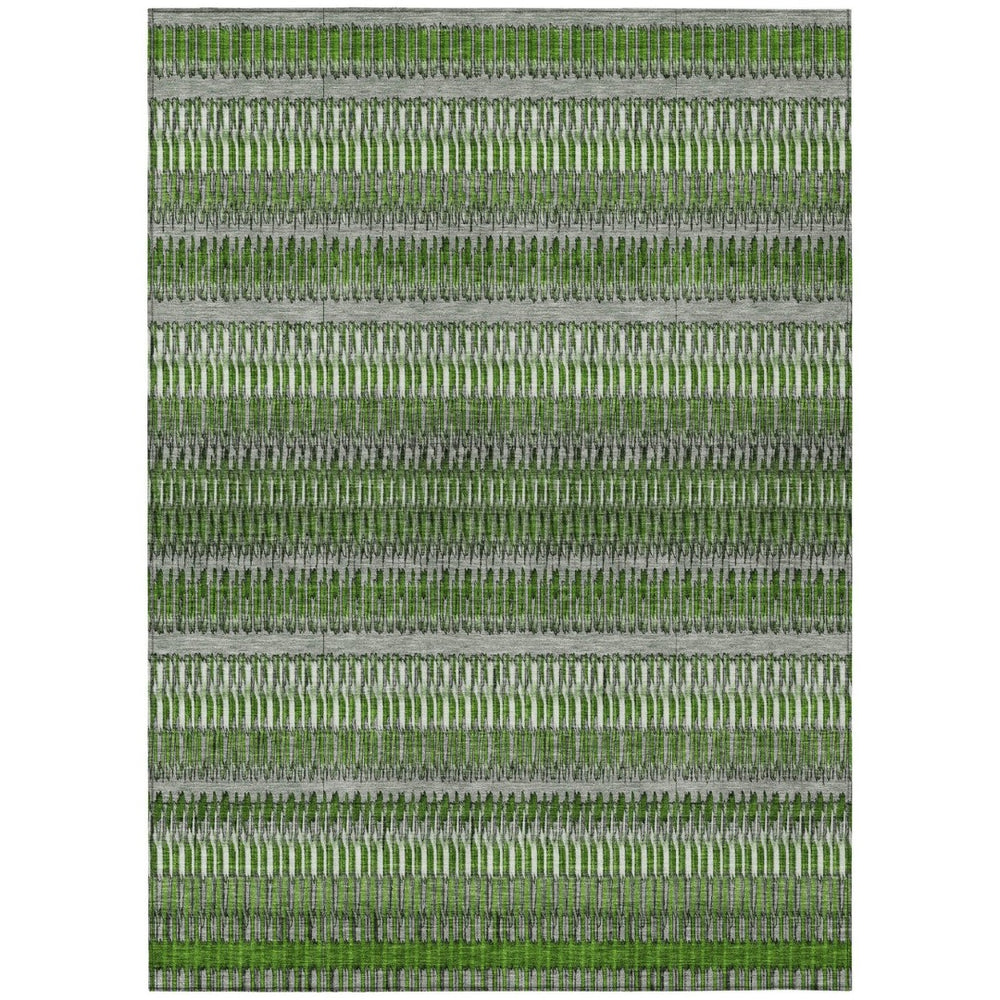 HomeRoots 5' Green Striped Area Rug - Durable, Washable Indoor/Outdoor Design Perfect for Any Space! 10' X 14' 577474