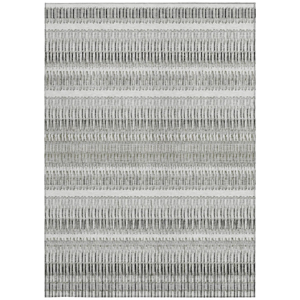 Homeroots 3' Denim Blue And Ivory Striped Washable Area Rug For Indoor Or Outdoor Use - Durable And Stylish 5' X 8' Polyester 577476