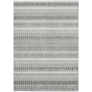 Homeroots 3' Denim Blue And Ivory Striped Washable Area Rug For Indoor Or Outdoor Use - Durable And Stylish 9' X 12' Polyester 577479
