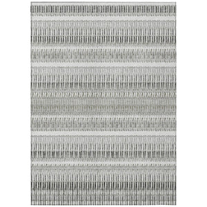 HomeRoots 5' Durable Ivory Gray and Taupe Striped Area Rug for Indoor and Outdoor Living Spaces, Easy Care 10' X 14' 577480