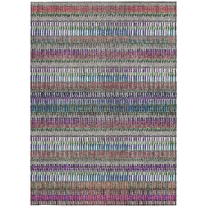 Homeroots 3' Denim Blue And Ivory Striped Washable Area Rug For Indoor Or Outdoor Use - Durable And Stylish 5' X 8' Polyester 577482