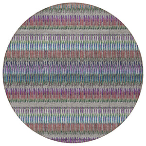 Homeroots 3' Denim Blue And Ivory Striped Washable Area Rug For Indoor Or Outdoor Use - Durable And Stylish 8' Round Polyester 577483