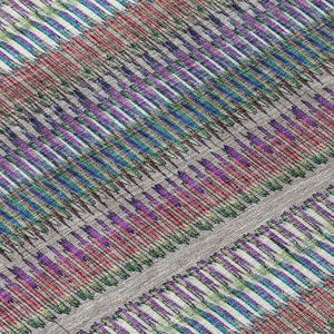 HomeRoots 5' Stylish Taupe, Purple & Blue Striped Indoor-Outdoor Area Rug – Durable, Washable, Non-Slip Design! 10' X 14' 577486