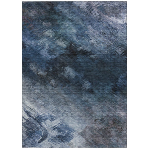 Homeroots 3' Add A Touch Of Elegance With A Navy Blue Abstract Washable Area Rug For Indoor Or Outdoor Use 3' X 5' Polyester 577487